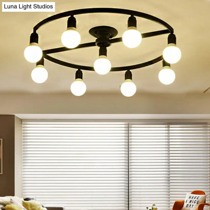 DecorBites™ Classic Metal Semi-Flush Mount Ceiling Light with 7/9 Black Bare Bulbs for Living Room