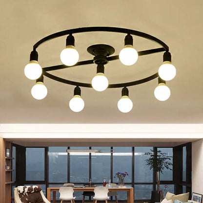 DecorBites™ Classic Metal Semi-Flush Mount Ceiling Light with 7/9 Black Bare Bulbs for Living Room
