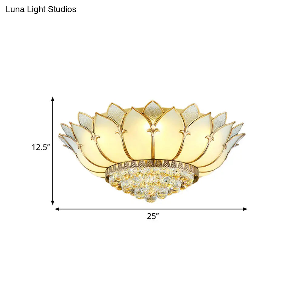 Lámpara de techo DecorBites™ Classic Opal Glass con diseño festoneado dorado - 6 luces para iluminación de sala de estar