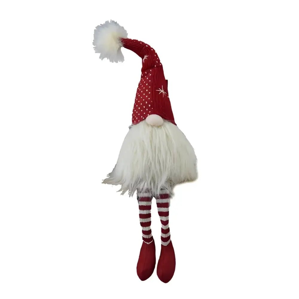 Classic red & white christmas gnome with fluffy white beard living room decor - Decorbites