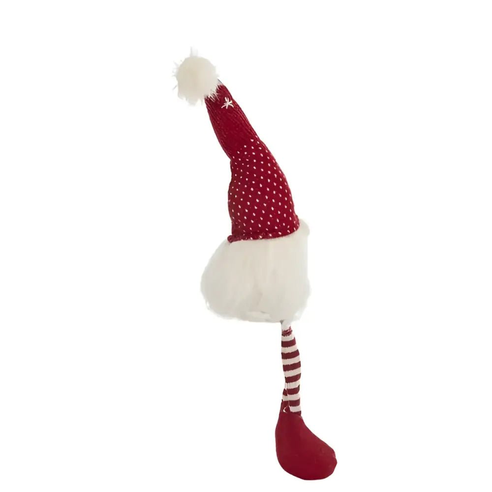 Classic red & white christmas gnome with fluffy white beard living room decor - Decorbites