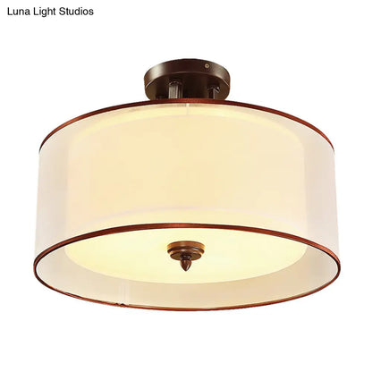 Lámpara de techo semiempotrada DecorBites™ de estilo clásico con doble pantalla cilíndrica, 3/5 luces, negra, 40,6 cm/49,5 cm de ancho