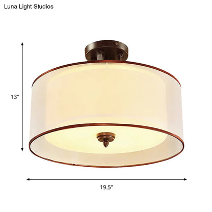 Lámpara de techo semiempotrada DecorBites™ de estilo clásico con doble pantalla cilíndrica, 3/5 luces, negra, 40,6 cm/49,5 cm de ancho