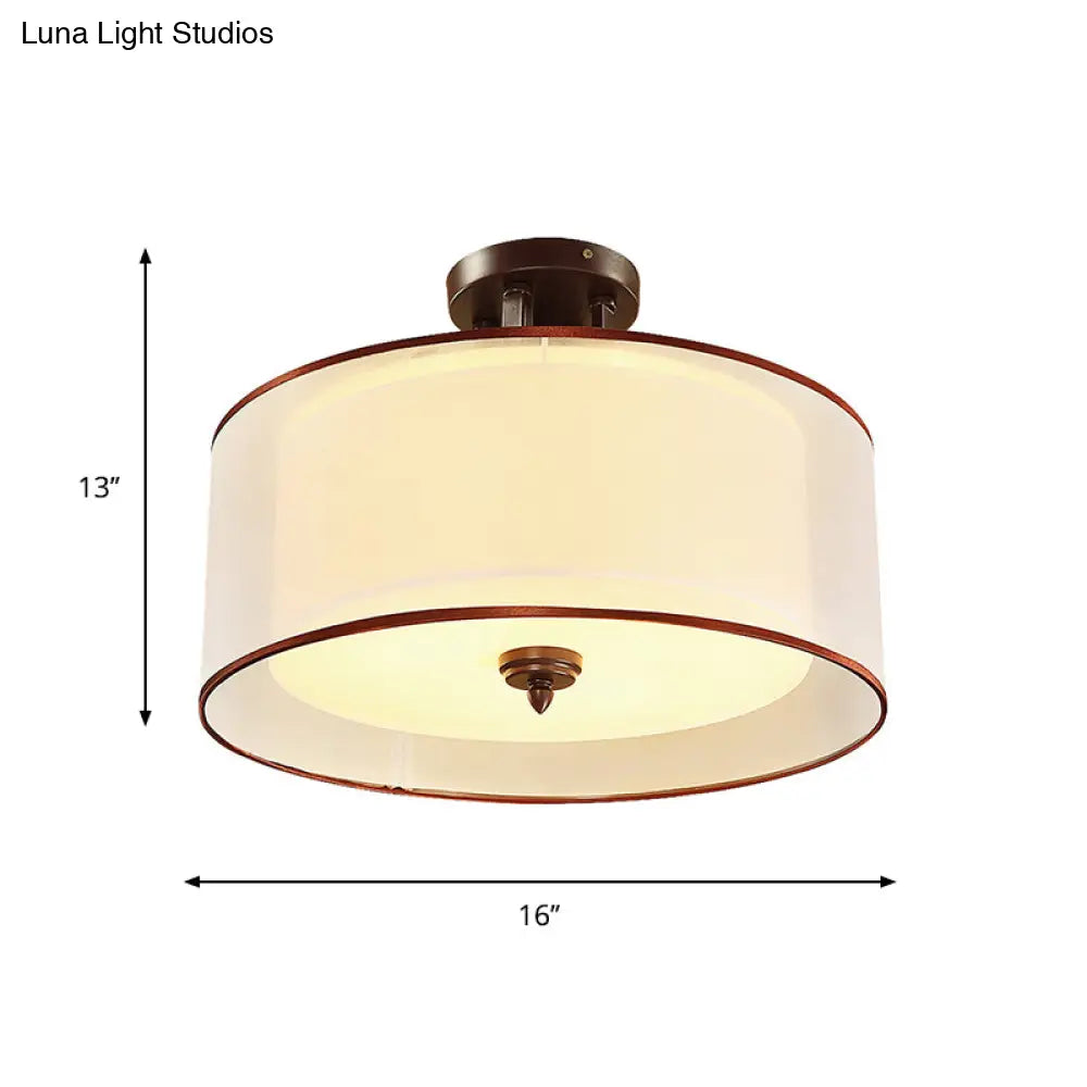 Lámpara de techo semiempotrada DecorBites™ de estilo clásico con doble pantalla cilíndrica, 3/5 luces, negra, 40,6 cm/49,5 cm de ancho