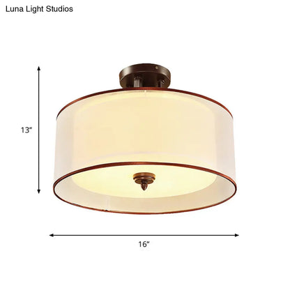 Lámpara de techo semiempotrada DecorBites™ de estilo clásico con doble pantalla cilíndrica, 3/5 luces, negra, 40,6 cm/49,5 cm de ancho