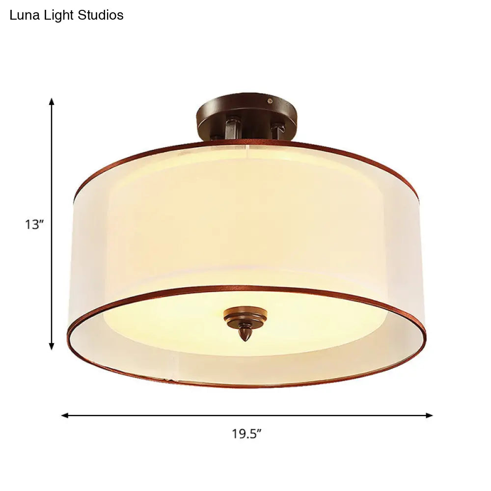 Lámpara de techo semiempotrada DecorBites™ de estilo clásico con doble pantalla cilíndrica, 3/5 luces, negra, 40,6 cm/49,5 cm de ancho