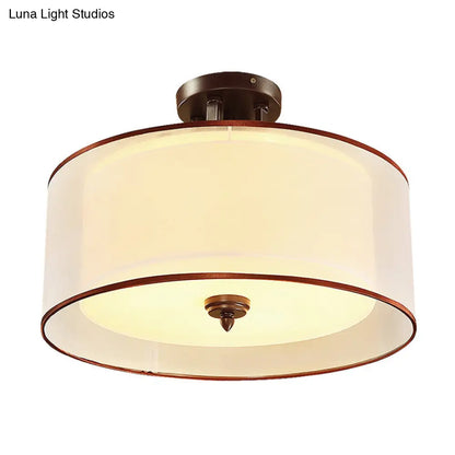 Lámpara de techo semiempotrada DecorBites™ de estilo clásico con doble pantalla cilíndrica, 3/5 luces, negra, 40,6 cm/49,5 cm de ancho