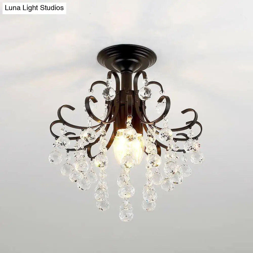 DecorBites™ Lámpara de techo empotrada clásica en espiral con bola de cristal - Iluminación semiempotrada individual de metal