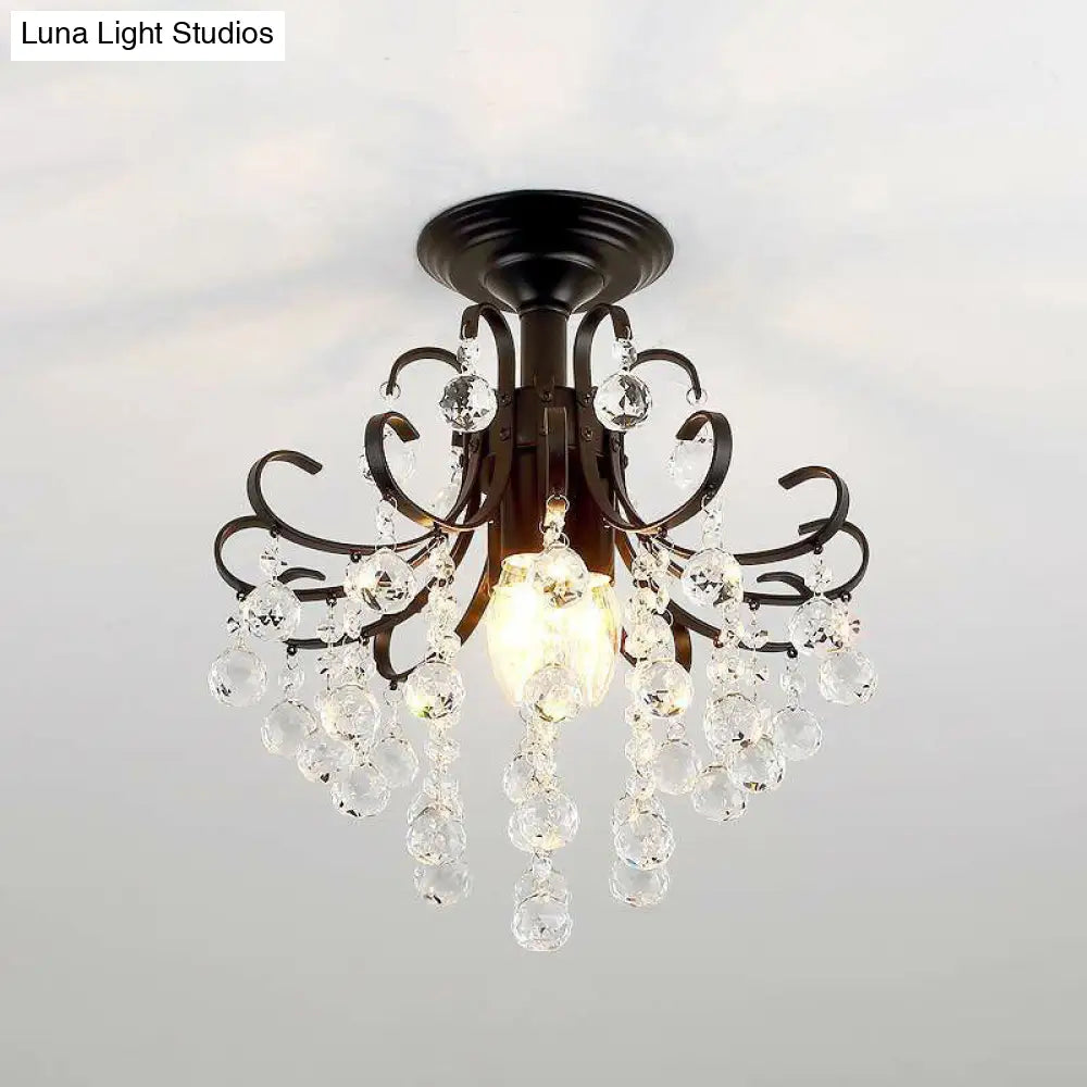 DecorBites™ Lámpara de techo empotrada clásica en espiral con bola de cristal - Iluminación semiempotrada individual de metal