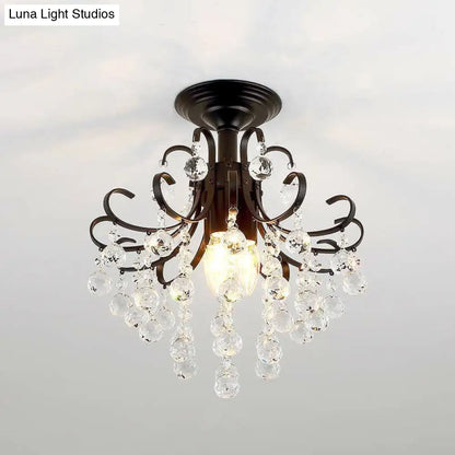 DecorBites™ Lámpara de techo empotrada clásica en espiral con bola de cristal - Iluminación semiempotrada individual de metal