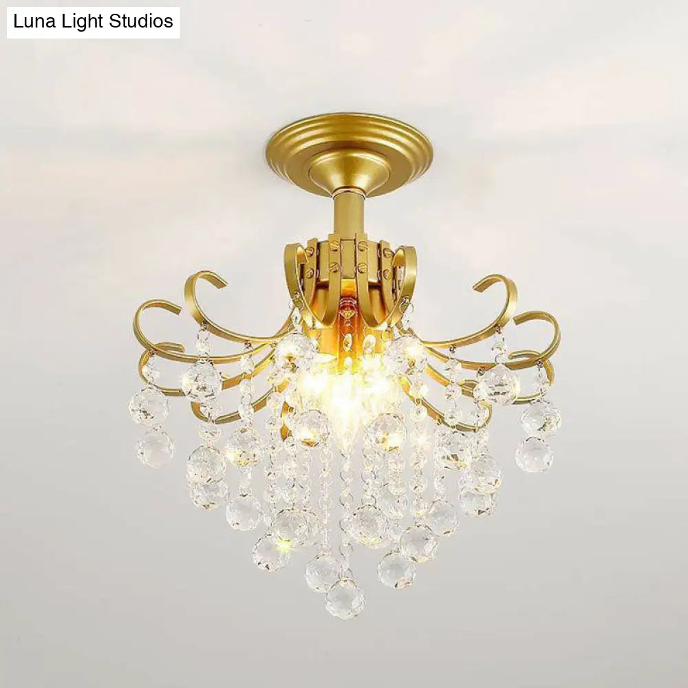 DecorBites™ Lámpara de techo empotrada clásica en espiral con bola de cristal - Iluminación semiempotrada individual de metal