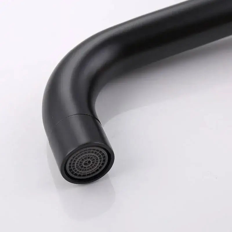 Classic wall-mounted matt black bathroom faucet with ceramic plate spool brass valve core and curved spray head