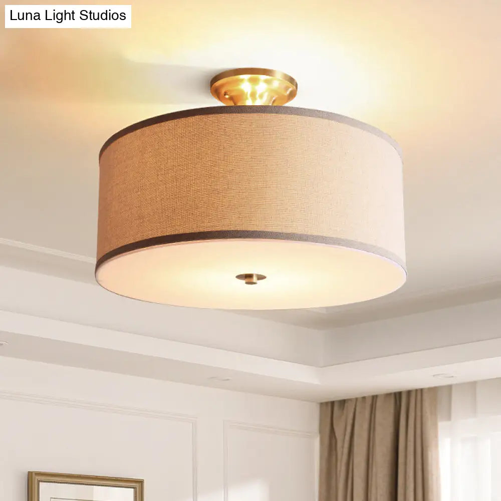 DecorBites™ Classic White Drum Semi Flush Light for Living Room with 4 Lights, 16"/19.5" Wide