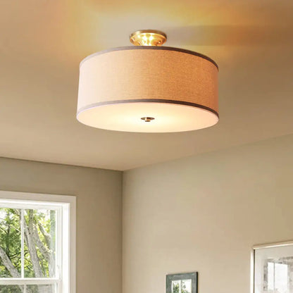 DecorBites™ Classic White Drum Semi Flush Light for Living Room with 4 Lights, 16"/19.5" Wide