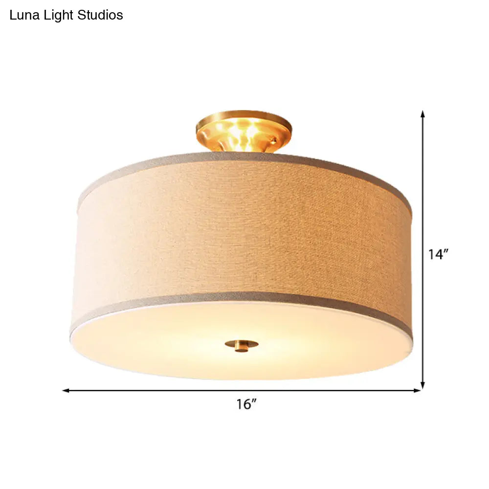 DecorBites™ Classic White Drum Semi Flush Light for Living Room with 4 Lights, 16"/19.5" Wide