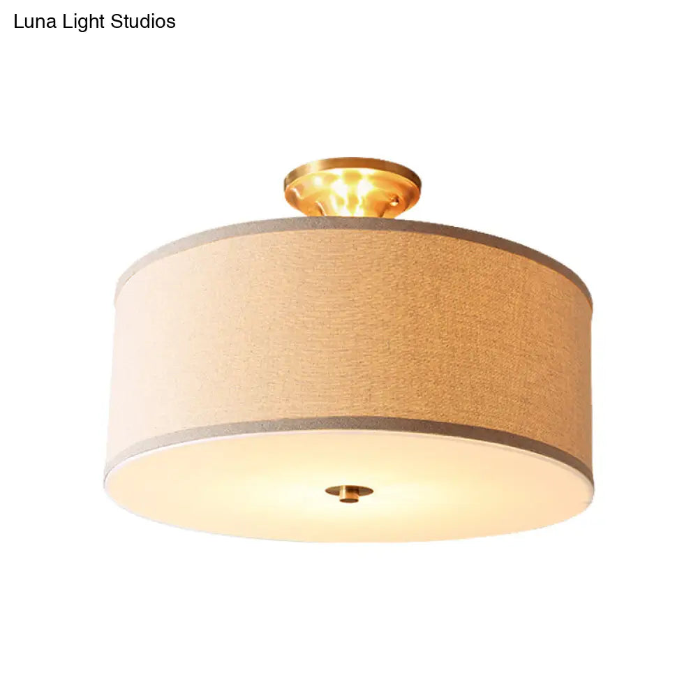 DecorBites™ Classic White Drum Semi Flush Light for Living Room with 4 Lights, 16"/19.5" Wide