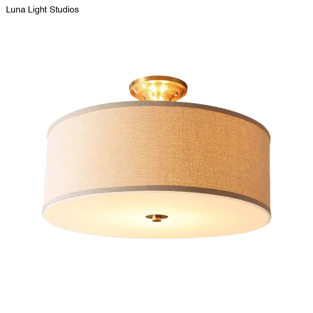 DecorBites™ Classic White Drum Semi Flush Light for Living Room with 4 Lights, 16"/19.5" Wide