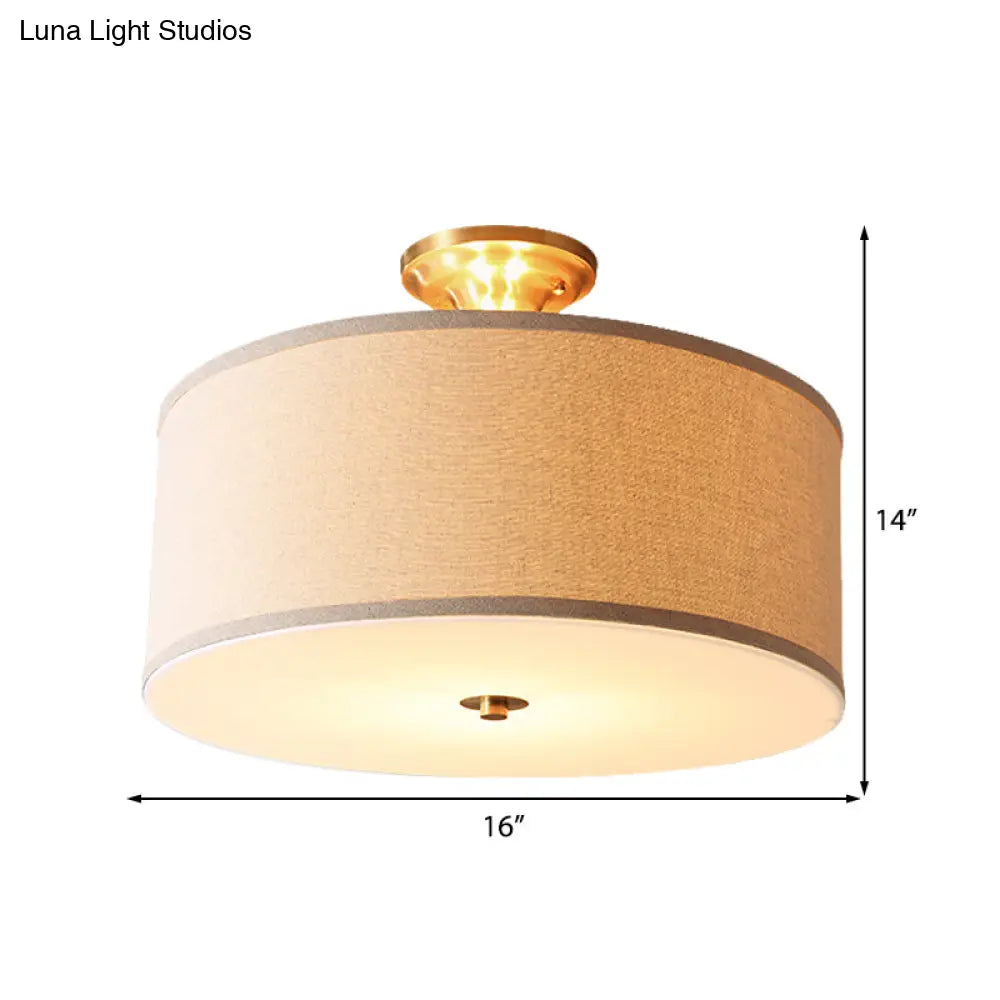 DecorBites™ Classic White Drum Semi Flush Light for Living Room with 4 Lights, 16"/19.5" Wide