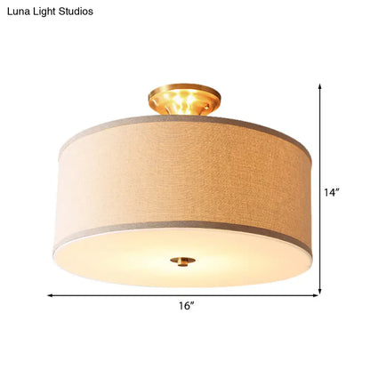 DecorBites™ Classic White Drum Semi Flush Light for Living Room with 4 Lights, 16"/19.5" Wide