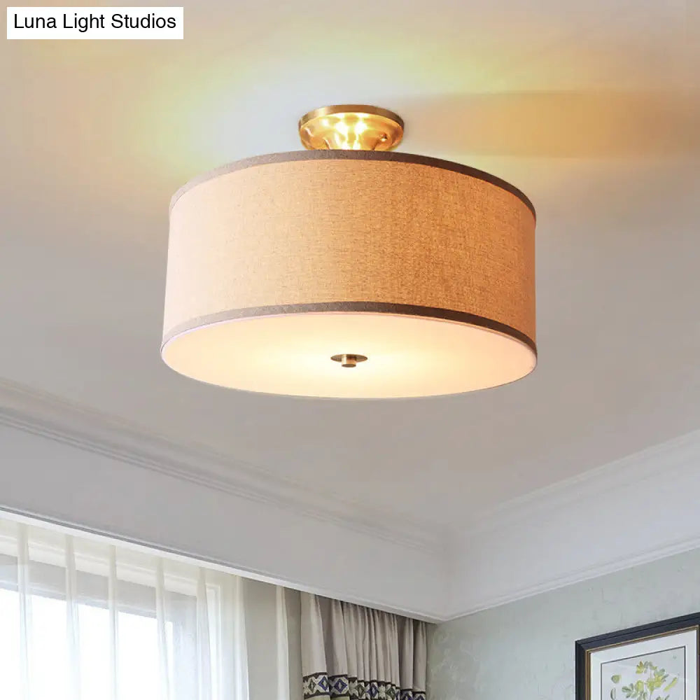 DecorBites™ Classic White Drum Semi Flush Light for Living Room with 4 Lights, 16"/19.5" Wide