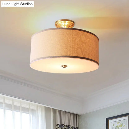 DecorBites™ Classic White Drum Semi Flush Light for Living Room with 4 Lights, 16"/19.5" Wide