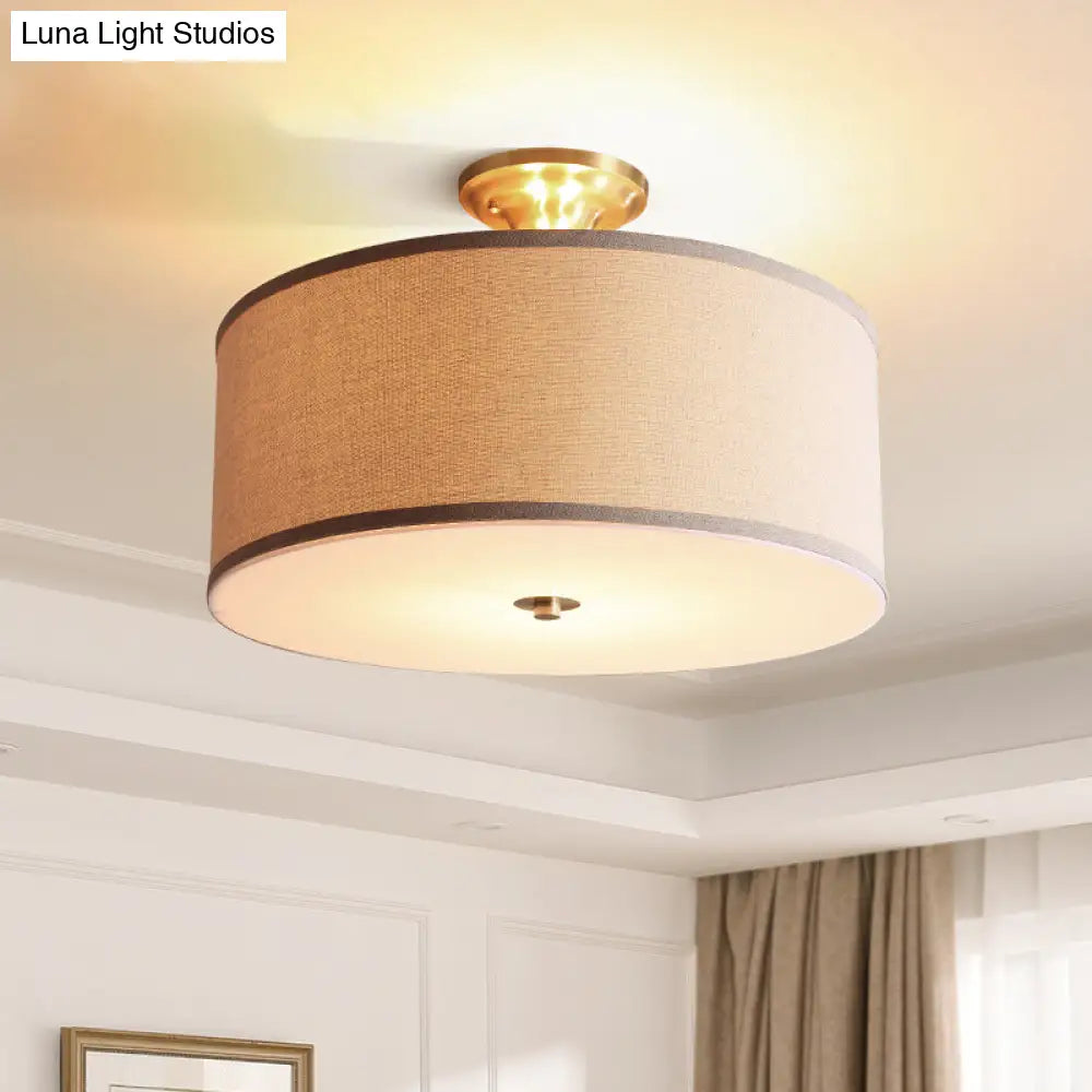 DecorBites™ Classic White Drum Semi Flush Light for Living Room with 4 Lights, 16"/19.5" Wide