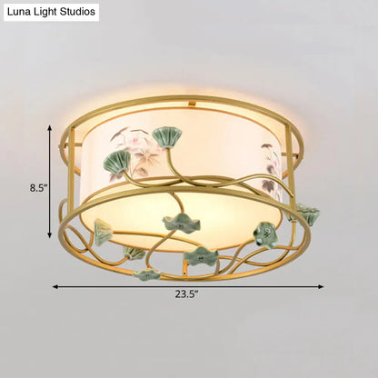 Lámpara de techo DecorBites™ Classic White para dormitorio, montaje empotrado, 19.5"/23.5" de ancho, 5 luces, pantalla redonda de tela