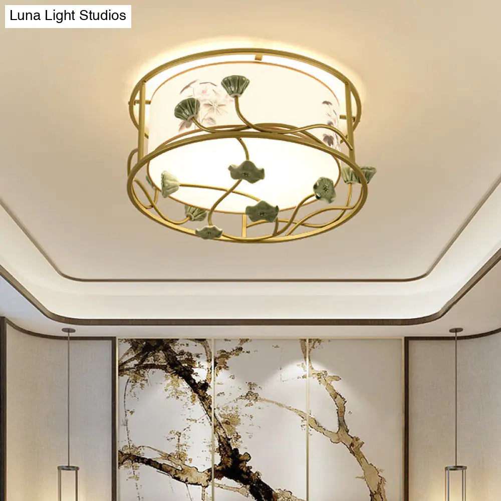 Lámpara de techo DecorBites™ Classic White para dormitorio, montaje empotrado, 19.5"/23.5" de ancho, 5 luces, pantalla redonda de tela