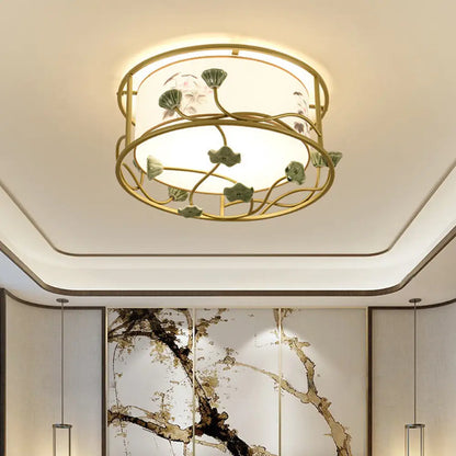 Lámpara de techo DecorBites™ Classic White para dormitorio, montaje empotrado, 19.5"/23.5" de ancho, 5 luces, pantalla redonda de tela