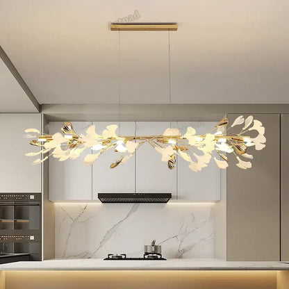 Gold-toned leaf pendant lamp with delicate metalwork and frosted glass accents from decorbites classic white collection