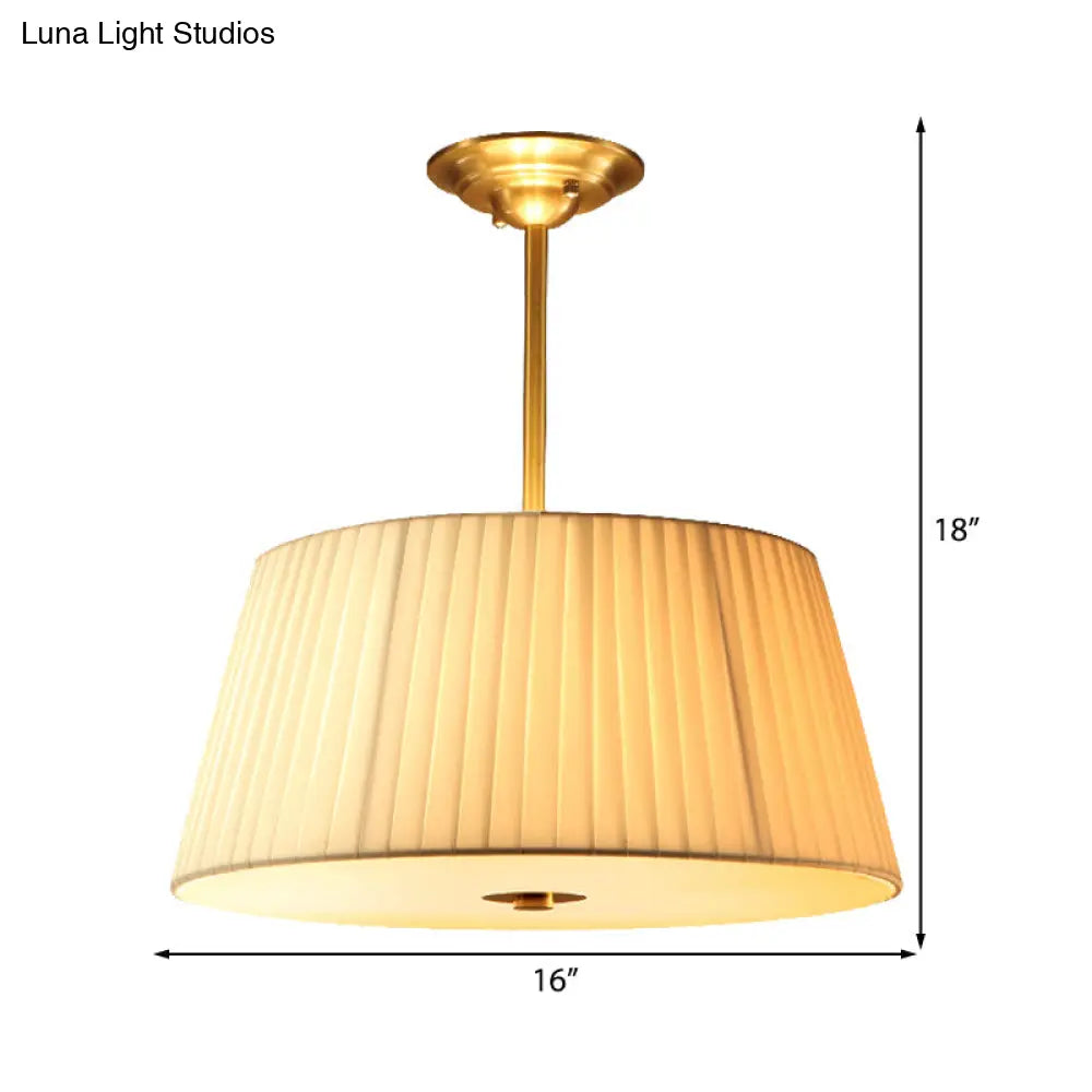 DecorBites™ Classic White Semi Flush Mount Ceiling Fixture - 3/4 Lights with Drum Fabric Shade, 16"/20" Wide - Ideal for Living Room