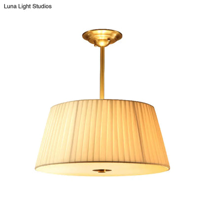 DecorBites™ Classic White Semi Flush Mount Ceiling Fixture - 3/4 Lights with Drum Fabric Shade, 16"/20" Wide - Ideal for Living Room