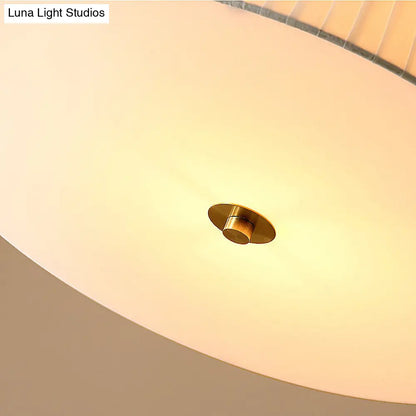 DecorBites™ Classic White Semi Flush Mount Ceiling Fixture - 3/4 Lights with Drum Fabric Shade, 16"/20" Wide - Ideal for Living Room