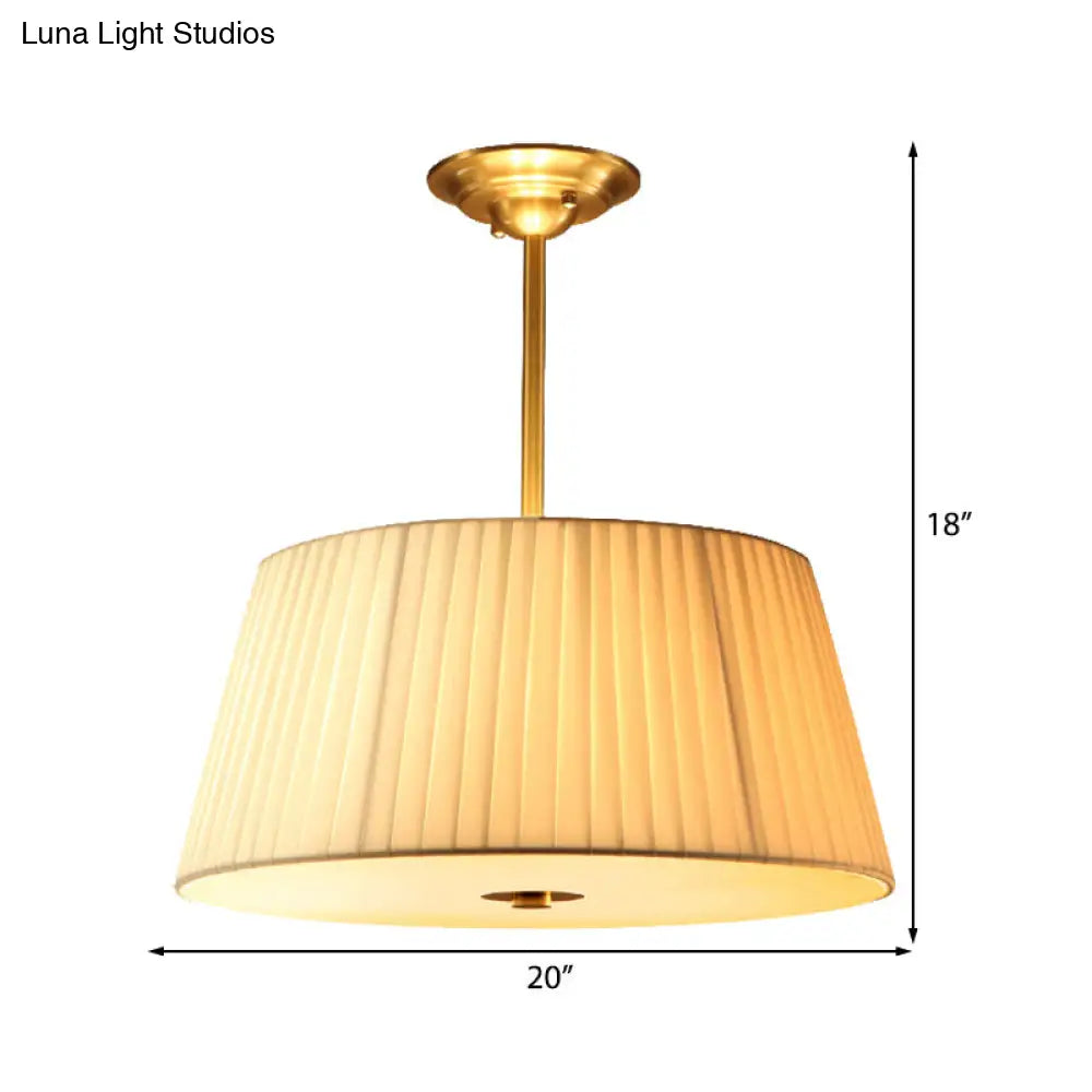 DecorBites™ Classic White Semi Flush Mount Ceiling Fixture - 3/4 Lights with Drum Fabric Shade, 16"/20" Wide - Ideal for Living Room