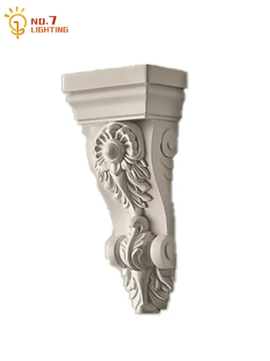 Classical ornate white cream resin wall lamp with floral and scrollwork plaster corbel for elegant living room decor