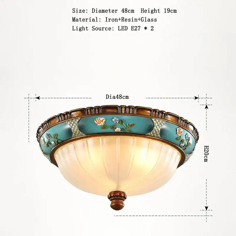 Decorbites classical resin bronze and turquoise chandelier with ornate metal frame and frosted glass for living room decor