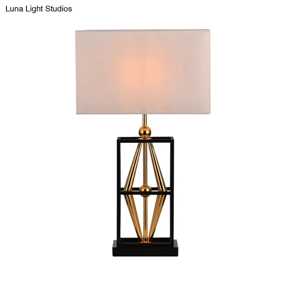 Classical White Desk Lamp with Fabric Shade - Perfect Bedroom Table Light