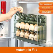 Clear plastic 30 grid multi tier egg holder dispenser with transparent design and circular handles for kitchen storage