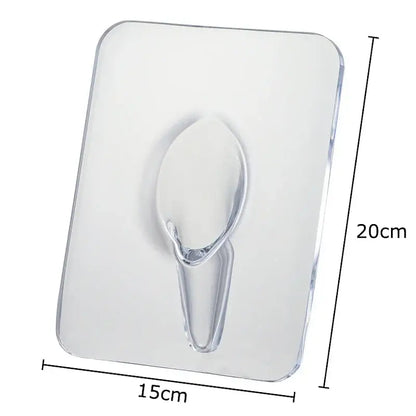 Clear plastic adhesive hook with transparent oval loop and rounded base for decorbites butterfly vase bedroom flower arrangement pot