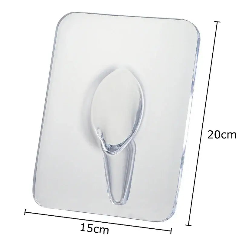 Clear plastic adhesive hook with transparent oval loop and rounded base for decorbites butterfly vase bedroom flower arrangement pot