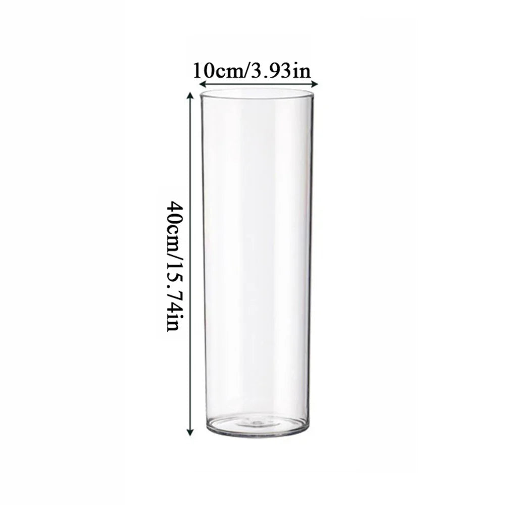 Clear Acrylic Cylinder Vase for Weddings - 10x40cm - Vase