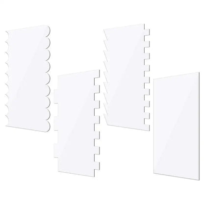 Clear acrylic scalloped cake cream scrapers with zigzagged edges for decorbites cake cream decorating tools