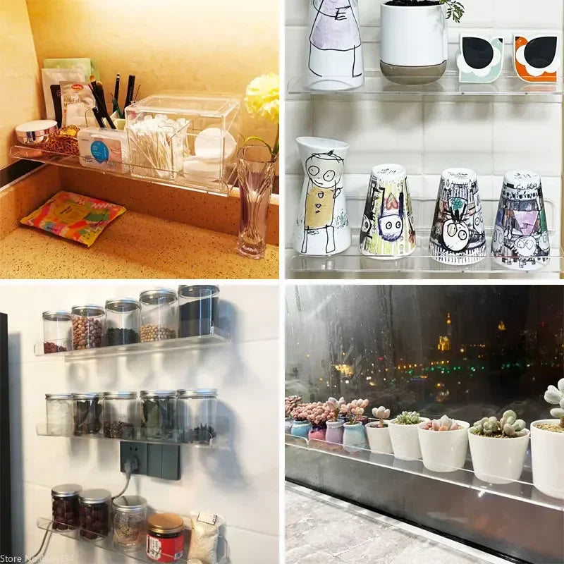 Clear Acrylic Wall Shelf Organizer 20-50cm