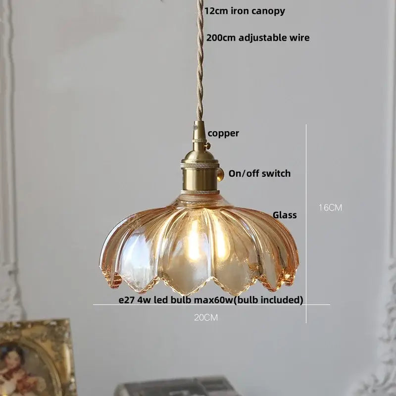 Vintage-style pendant lamp with brass-finished copper fixture and amber glass walnut shade for kitchen decorbites amber glass