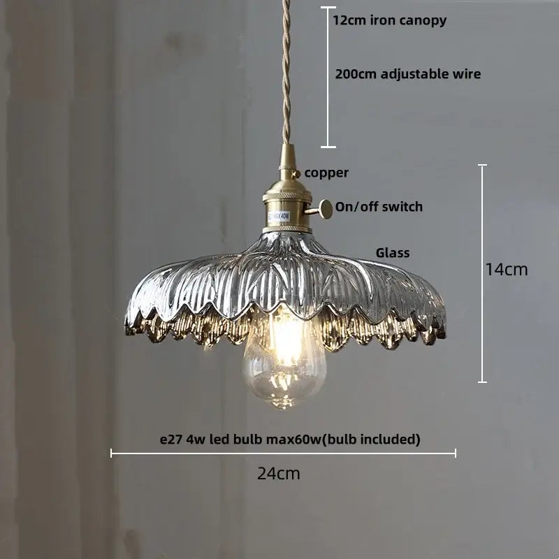 Vintage-style pendant lamp with textured silver glass shade and brass fittings for decorbites amber glass walnut design