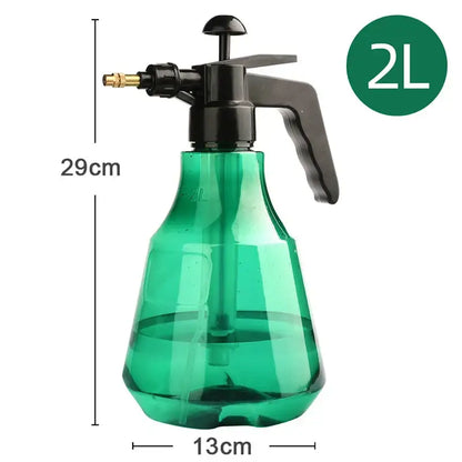 Green translucent plastic 2l hand trigger watering sprayer with black pump and handle for garden planting accessory