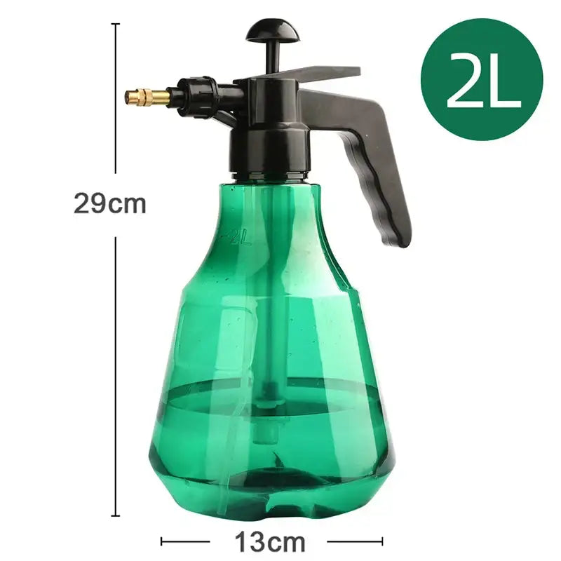 Green translucent plastic 2l hand trigger watering sprayer with black pump and handle for garden planting accessory