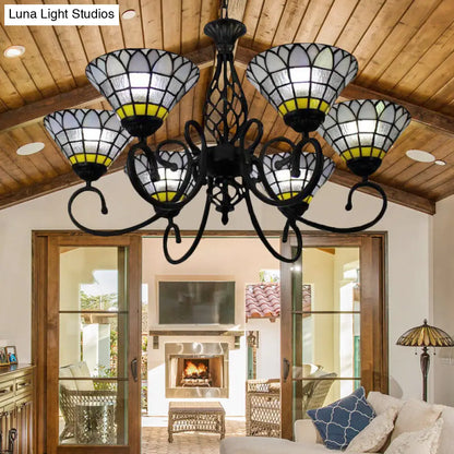 Clear Bell Chandelier with 6 Lights for Retro Loft Living Rooms