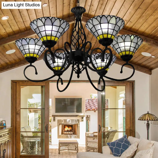 Clear Bell Chandelier with 6 Lights for Retro Loft Living Rooms