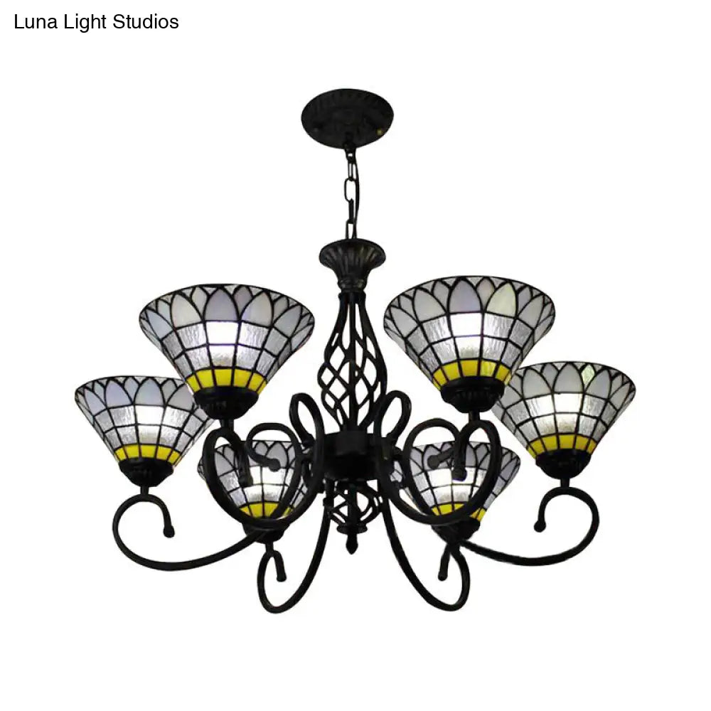 Clear Bell Chandelier with 6 Lights for Retro Loft Living Rooms